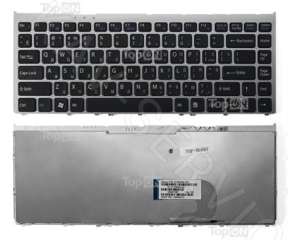 148084172 - Клавиатура для ноутбука Sony Vaio VGN-FW Series (черная, с серебристой рамкой)