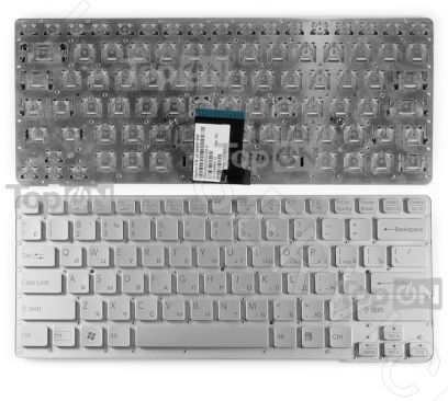 148953821 - Клавиатура для ноутбука Sony Vaio VPC-CA Series (cеребристая, без рамки, без подсветки)
