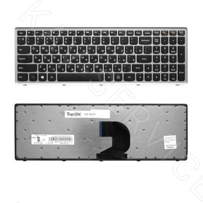 25214796 - Клавиатура для ноутбука Lenovo IdeaPad P500, Z500 Series. Черная, с серой рамкой.